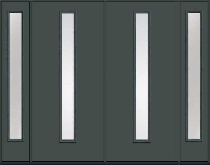 80" Low-E Modern Pulse Linea Centered Smooth Fiberglass Double Door, Full Sidelites