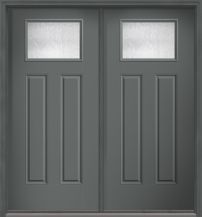 80" Chord Craftsman Top View 2 Panel Smooth Fiberglass Double Door