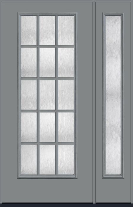 80" Chord Colonial 15 Lite SDL Smooth Full Lite Fiberglass Single Door, Sidelite