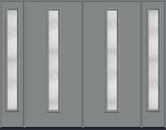 80" Chord Modern Pulse Linea Centered Smooth Fiberglass Double Door, Sidelites
