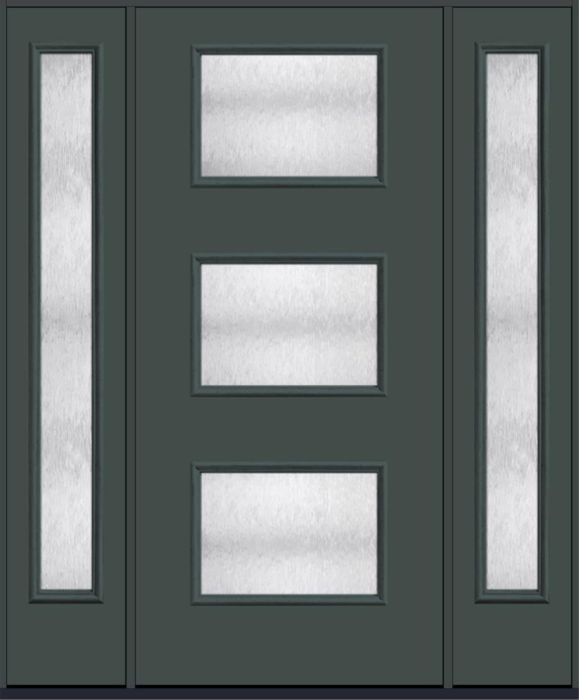 80" Chord Modern Pulse Ari 3-Lite Smooth Fiberglass Single Door, Full Sidelites