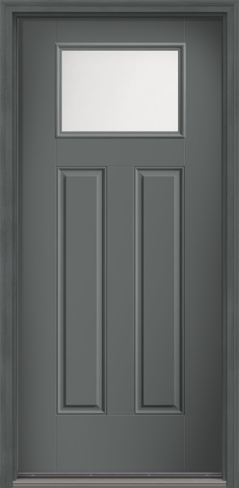 80" Satin Etch Craftsman Top View 2 Panel Smooth Fiberglass Single Door