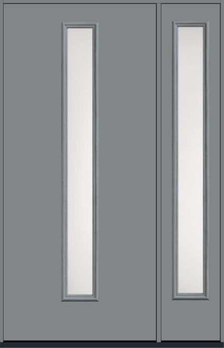 80" Satin Etch Modern Pulse Linea Centered Smooth Fiberglass Single Door, Sidelite