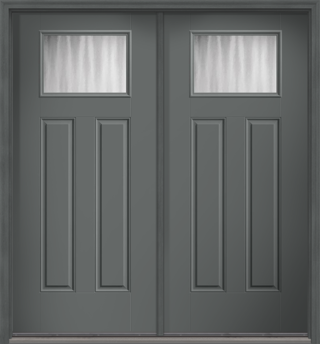 80" Chinchilla Craftsman Top View 2 Panel Smooth Fiberglass Double Door