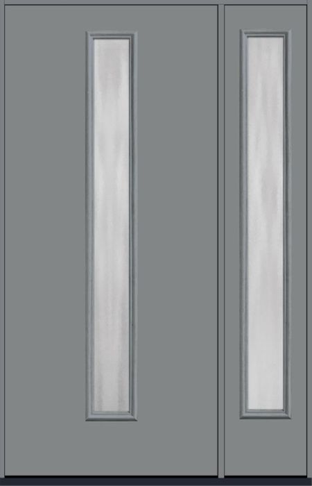 80" Chinchilla Modern Pulse Linea Centered Smooth Fiberglass Single Door, Sidelite