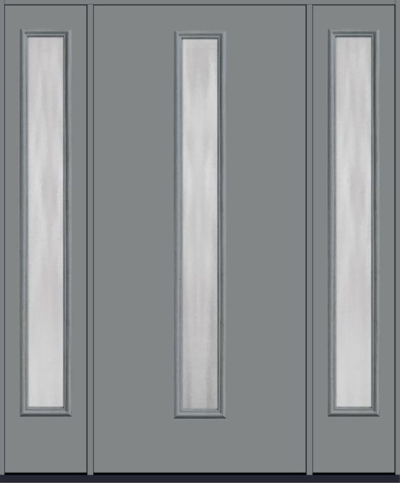 80" Chinchilla Modern Pulse Linea Centered Smooth Fiberglass Single Door, Sidelites