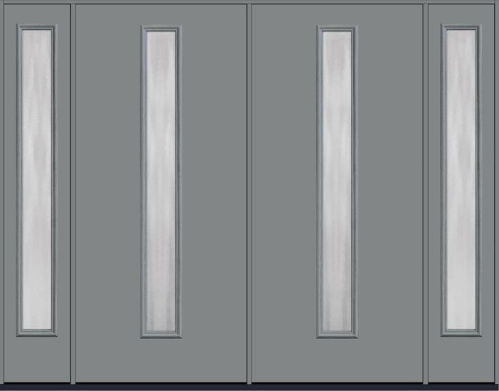 80" Chinchilla Modern Pulse Linea Centered Smooth Fiberglass Double Door, Sidelites