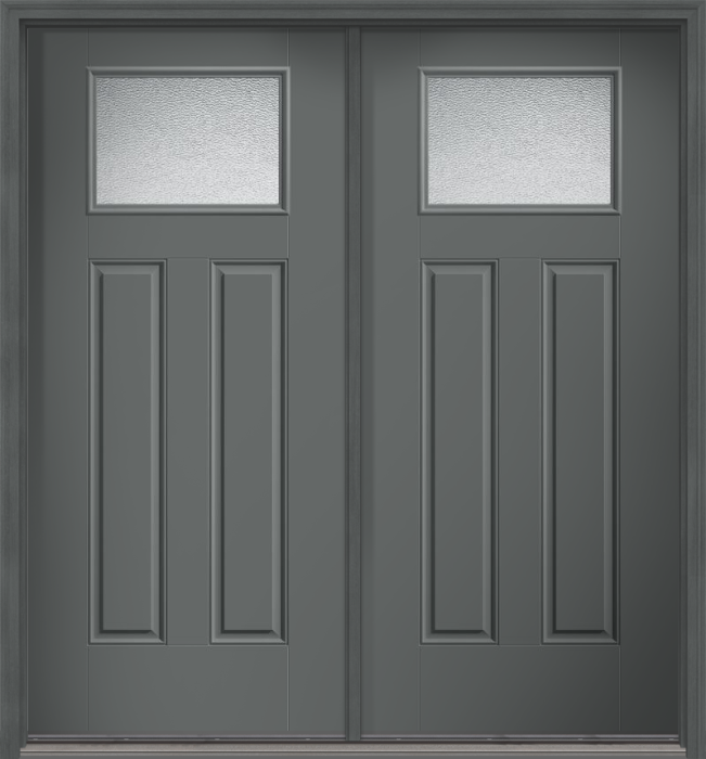 80" Granite Craftsman Top View 2 Panel Smooth Fiberglass Double Door