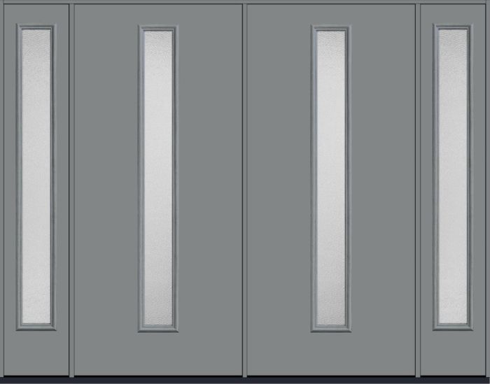 80" Granite Modern Pulse Linea Centered Smooth Fiberglass Double Door, Sidelites