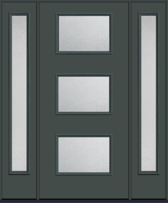 80" Granite Modern Pulse Ari 3-Lite Smooth Fiberglass Single Door, Full Sidelites
