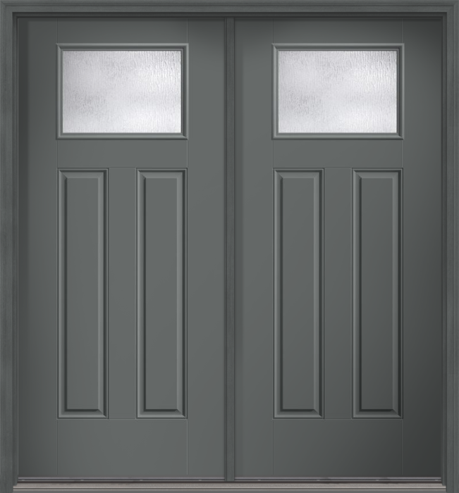 80" Rainglass Craftsman Top View 2 Panel Smooth Fiberglass Double Door