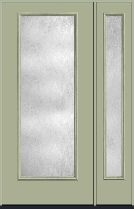 80" Rainglass Full Lite Smooth Fiberglass Single Door, Sidelite