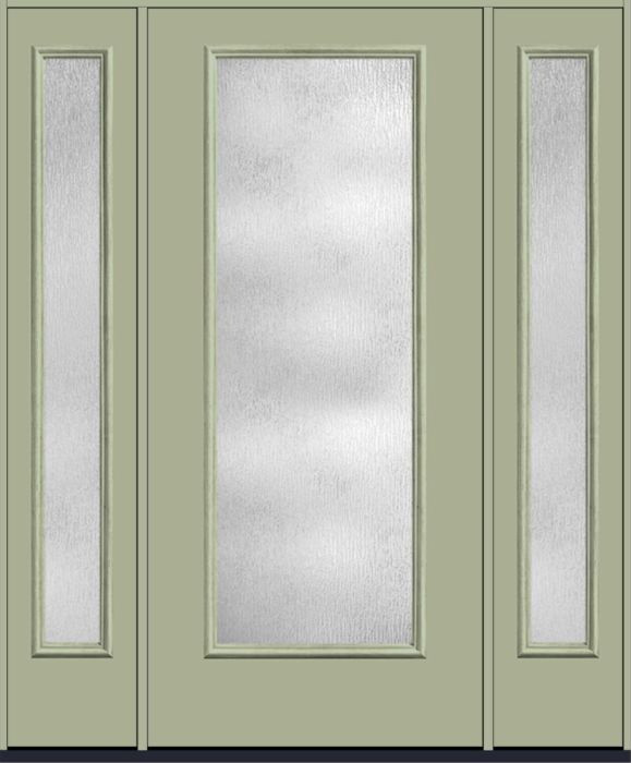 80" Rainglass Full Lite Smooth Fiberglass Single Door, Sidelites