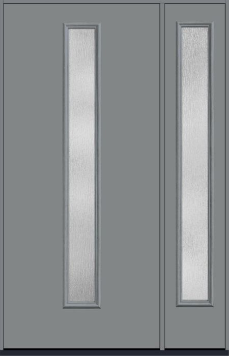 80" Rainglass Modern Pulse Linea Centered Smooth Fiberglass Single Door, Sidelite