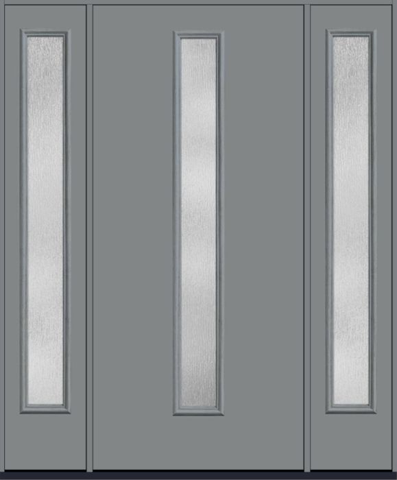 80" Rainglass Modern Pulse Linea Centered Smooth Fiberglass Single Door, Sidelites