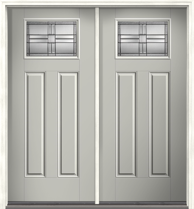 80" Saratoga Craftsman Top View 2 Panel Smooth Fiberglass Double Door