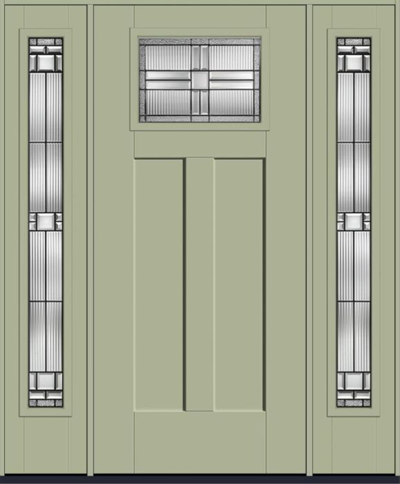 80" Saratoga Craftsman Top View 2 Panel Shaker Smooth Fiberglass Single Door, Full Sidelites