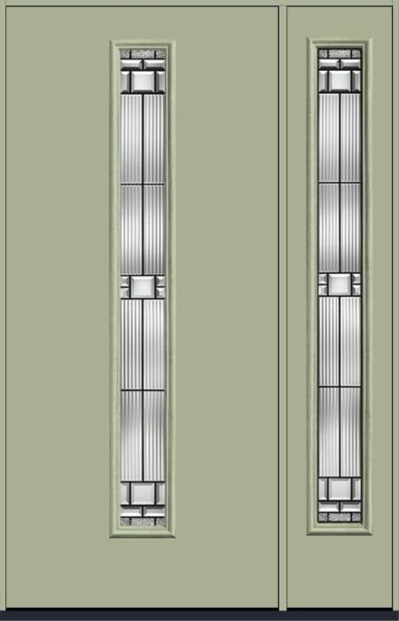 80" Saratoga Pulse Linea Centered Smooth Fiberglass Single Door, Full Sidelite