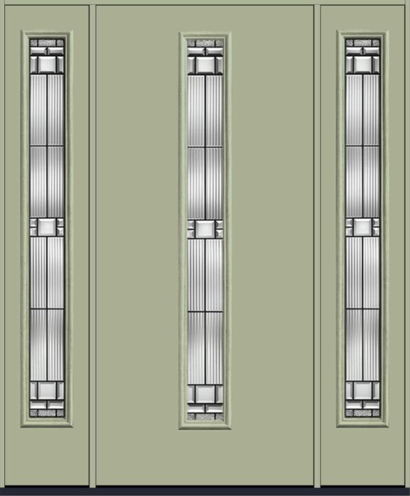80" Saratoga Pulse Linea Centered Smooth Fiberglass Single Door, Full Sidelites