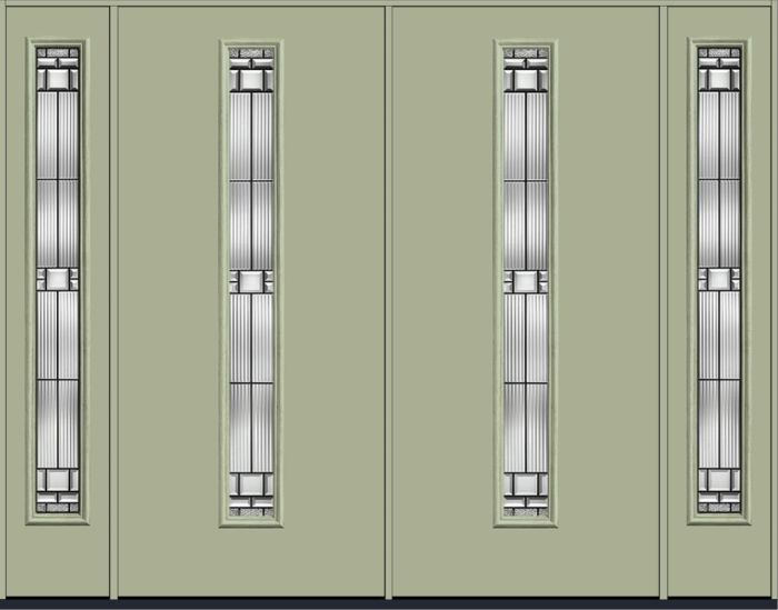80" Saratoga Pulse Linea Centered Smooth Fiberglass Double Door, Full Sidelites