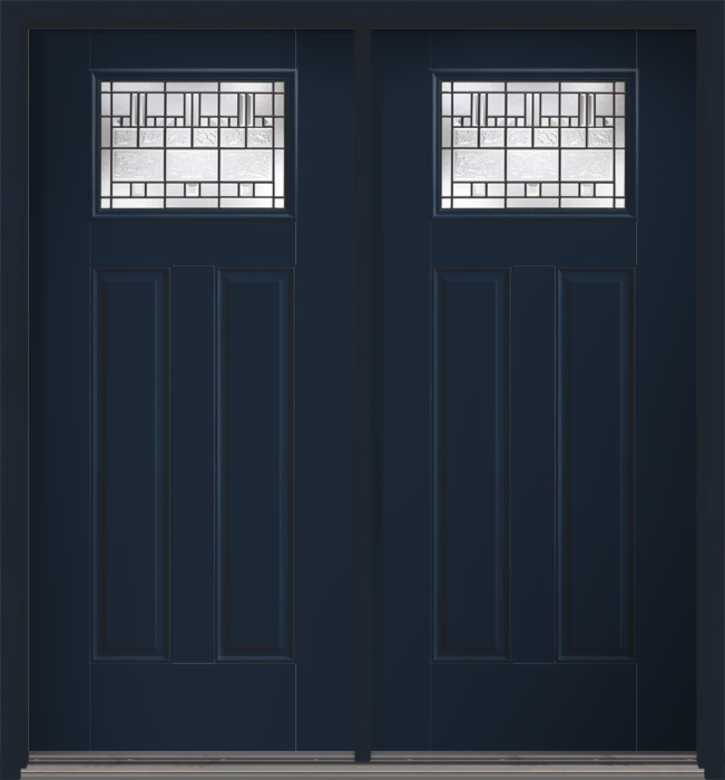80" Sedona Craftsman Top View 2 Panel Smooth Fiberglass Double Door
