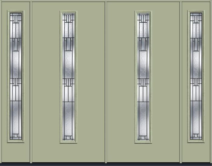 80" Sedona Pulse Linea Centered Smooth Fiberglass Double Door, Full Sidelites