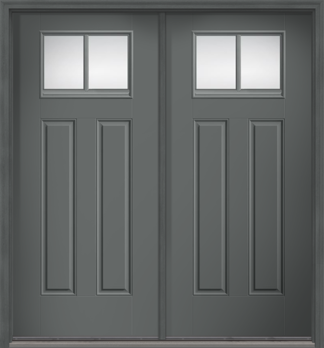80" Low-E Craftsman 2 Lite 2 Panel SDL Smooth Fiberglass Double Door