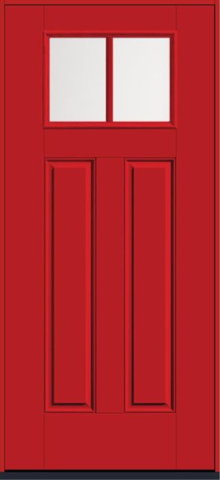 80" Satin Etch Craftsman 2 Lite 2 Panel SDL Smooth Fiberglass Single Door