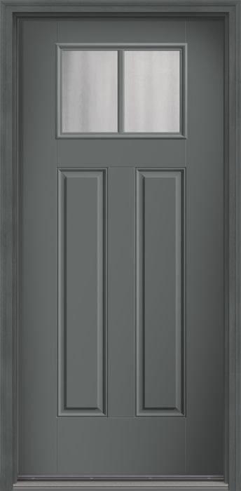 80" Chinchilla Craftsman 2 Lite 2 Panel SDL Smooth Fiberglass Single Door