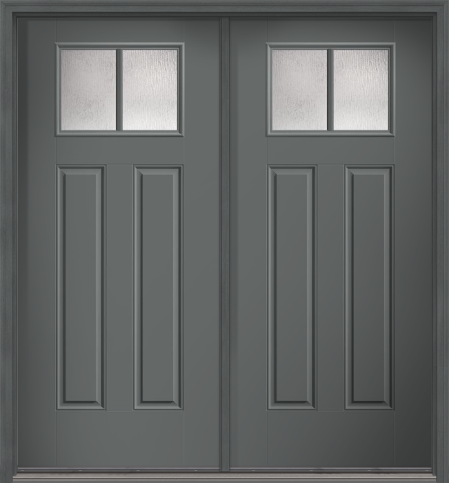 80" Rainglass Craftsman 2 Lite 2 Panel SDL Smooth Fiberglass Double Door