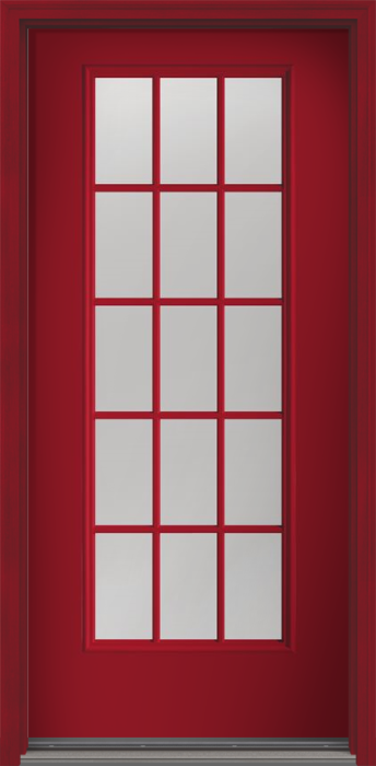 80" Clear Colonial 15 Lite Fixed Grilles Smooth Full Lite Fiberglass Single Door