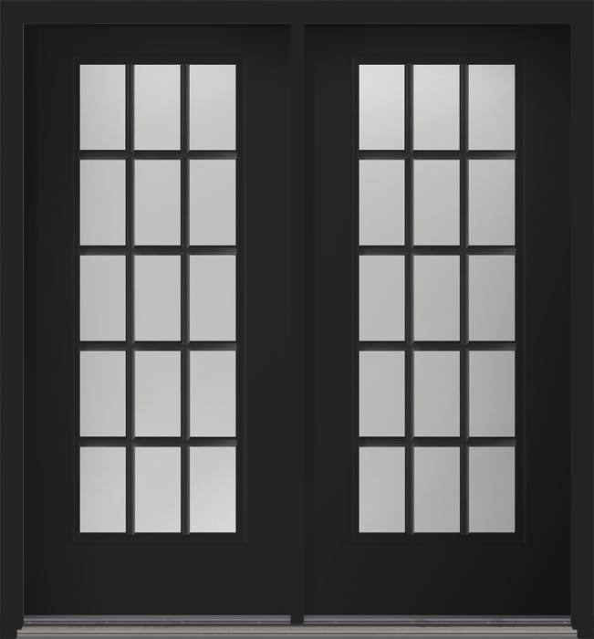 80" Clear Colonial 15 Lite SDL Smooth Full Lite Fiberglass Double Door