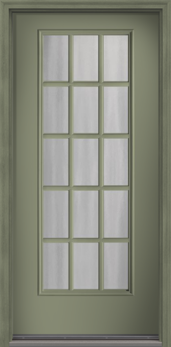 80" Chinchilla Colonial 15 Lite SDL Smooth Full Lite Fiberglass Single Door