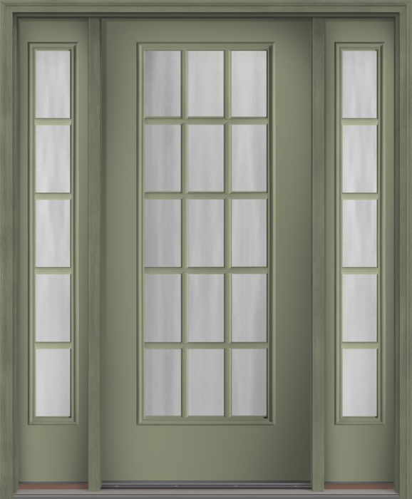 80" Chinchilla Colonial 15 Lite SDL Smooth Full Lite Fiberglass Single Door, Sidelites
