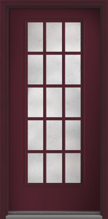 80" Rainglass Colonial 15 Lite SDL Smooth Full Lite Fiberglass Single Door