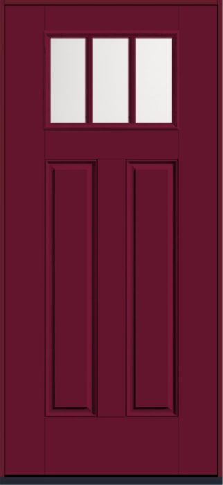 80" Satin Etch Craftsman 3 Lite 2 Panel SDL Smooth Fiberglass Single Door