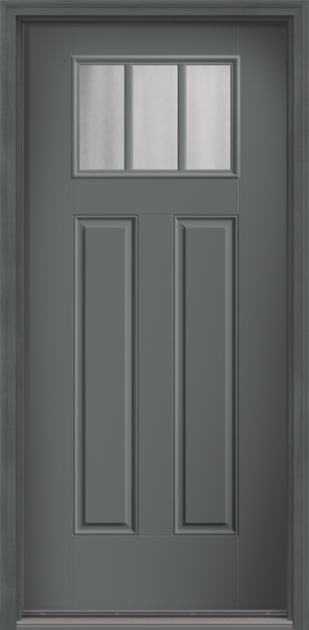 80" Chinchilla Craftsman 3 Lite 2 Panel SDL Smooth Fiberglass Single Door