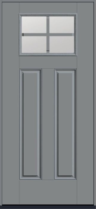 80" Low-E Craftsman 4 Lite 2 Panel SDL Smooth Fiberglass Single Door