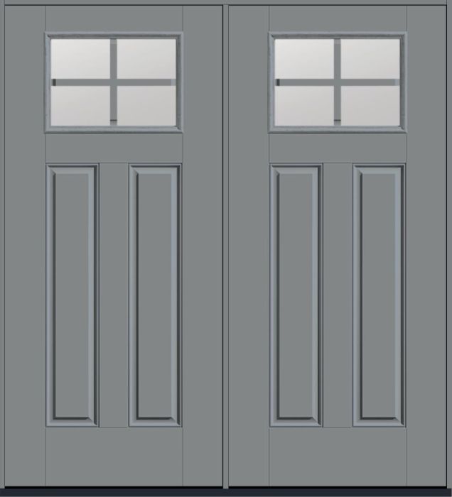80" Low-E Craftsman 4 Lite 2 Panel SDL Smooth Fiberglass Double Door