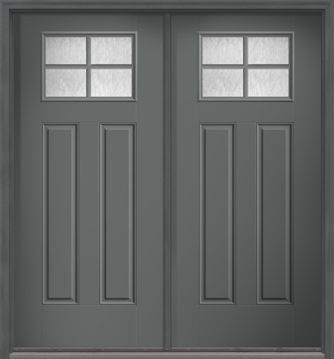 80" Chord Craftsman 4 Lite 2 Panel SDL Smooth Fiberglass Double Door