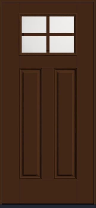 80" Satin Etch Craftsman 4 Lite 2 Panel SDL Smooth Fiberglass Single Door
