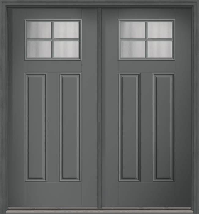 80" Chinchilla Craftsman 4 Lite 2 Panel SDL Smooth Fiberglass Double Door
