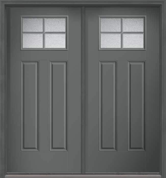 80" Granite Craftsman 4 Lite 2 Panel SDL Smooth Fiberglass Double Door