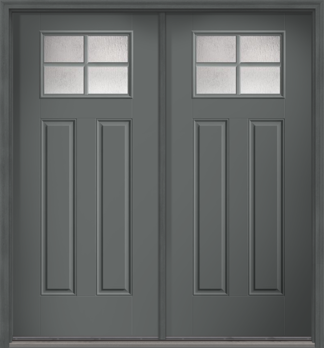 80" Rainglass Craftsman 4 Lite 2 Panel SDL Smooth Fiberglass Double Door