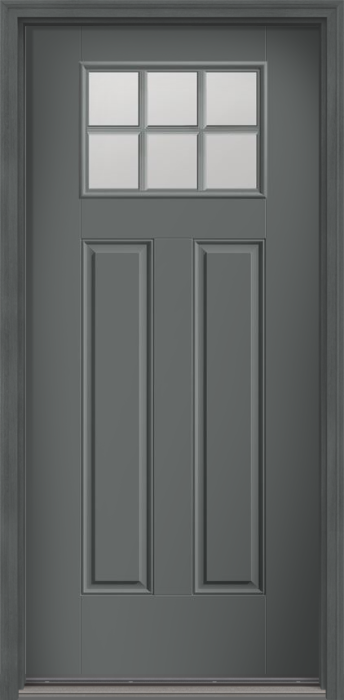 80" Low-E Craftsman 6 Lite 2 Panel SDL Smooth Fiberglass Single Door