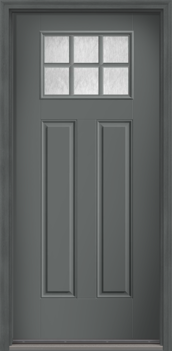 80" Chord Craftsman 6 Lite 2 Panel SDL Smooth Fiberglass Single Door