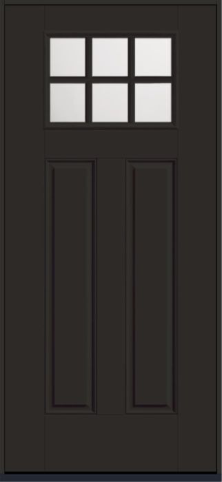 80" Satin Etch Craftsman 6 Lite 2 Panel SDL Smooth Fiberglass Single Door