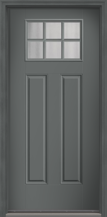 80" Chinchilla Craftsman 6 Lite 2 Panel SDL Smooth Fiberglass Single Door