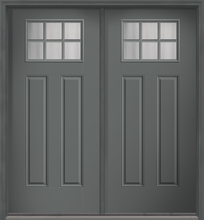 80" Chinchilla Craftsman 6 Lite 2 Panel SDL Smooth Fiberglass Double Door