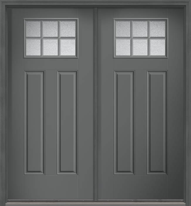 80" Granite Craftsman 6 Lite 2 Panel SDL Smooth Fiberglass Double Door